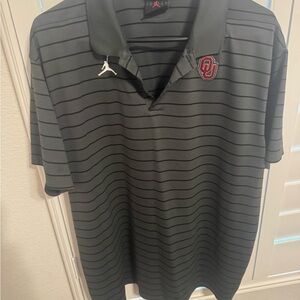 Jordan Oklahoma Sooners Polo Shirt Men’s XL Black Grey Striped Dri-Fit